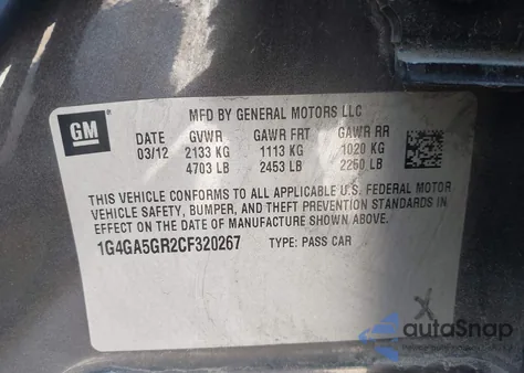 2012 Buick Lacrosse из США, поврежденный, VIN 1G4GA5GR2CF320267